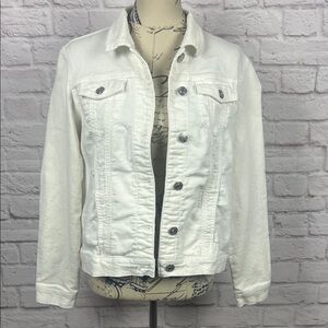 Buffalo David Bitton White Denim Jacket - Button-Front Style